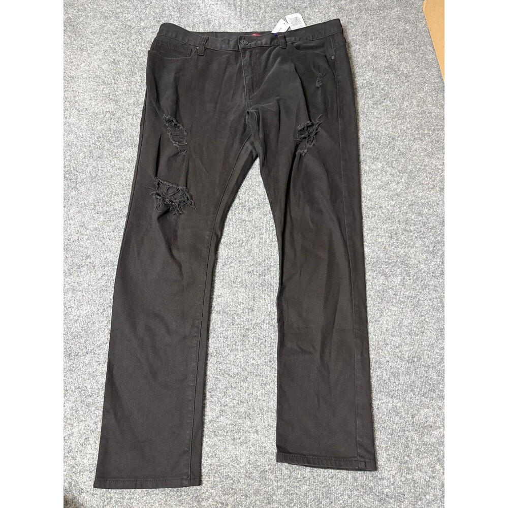 GUESS Jeans Mens 38x32 Black Modern Skinny Avalon Fit Distressed Denim Casual